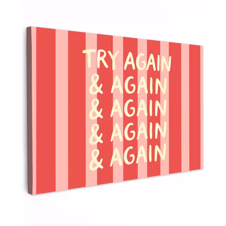 Canvas schilderij - Strepen - Rood - Try again — 1