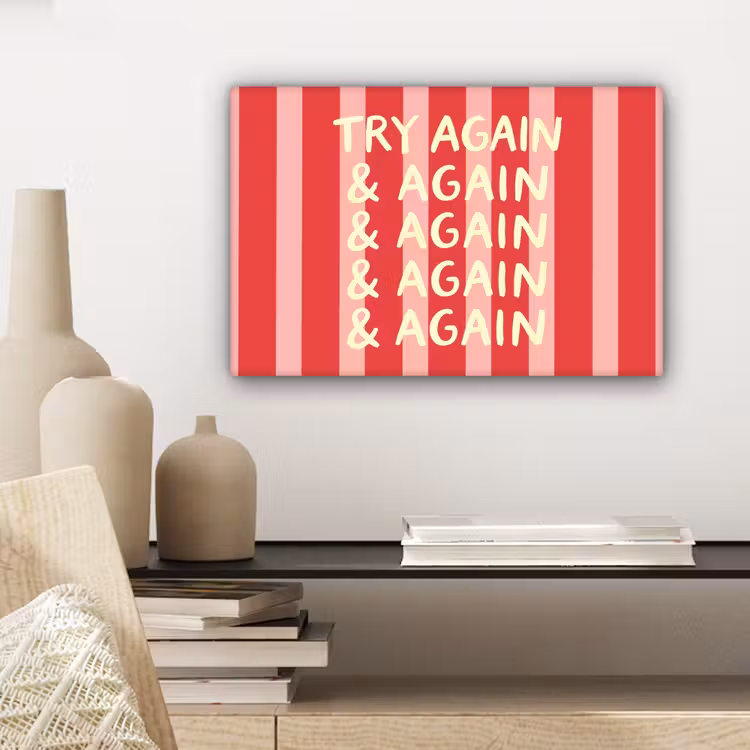 Canvas schilderij - Strepen - Rood - Try again — 5