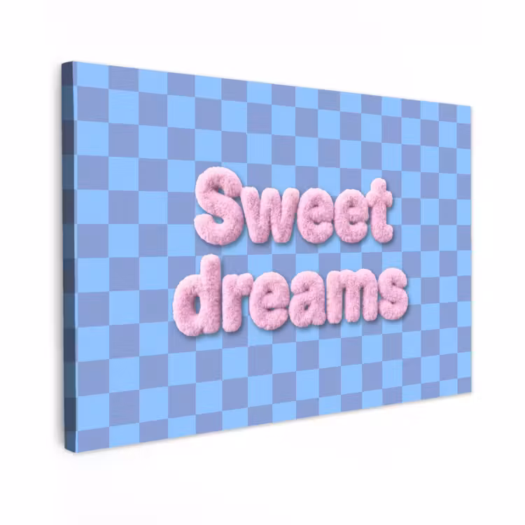 Canvas schilderij - Sweet dreams - Vierkanten - Roze - Blauw — 1