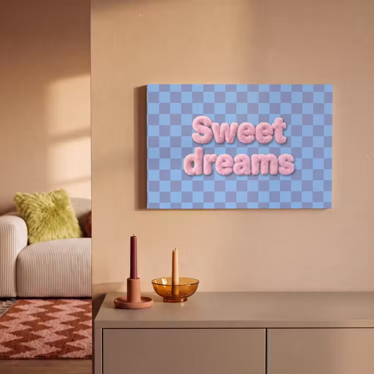 Canvas schilderij - Sweet dreams - Vierkanten - Roze - Blauw — 2
