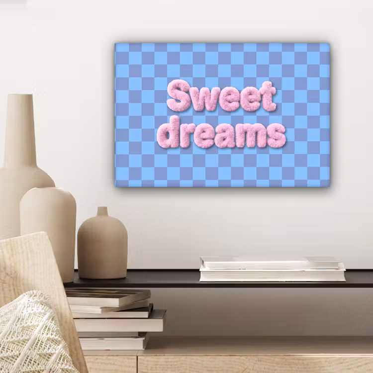 Canvas schilderij - Sweet dreams - Vierkanten - Roze - Blauw — 5