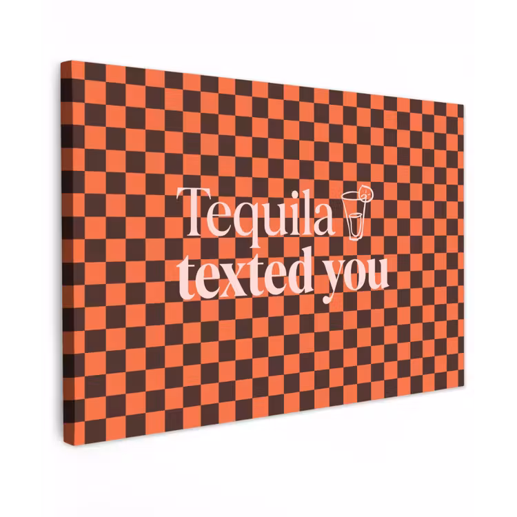 Canvas schilderij - Tequila texted you - Glas - Vierkanten - Oranje — 1