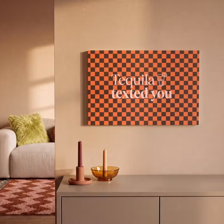 Canvas schilderij - Tequila texted you - Glas - Vierkanten - Oranje — 2