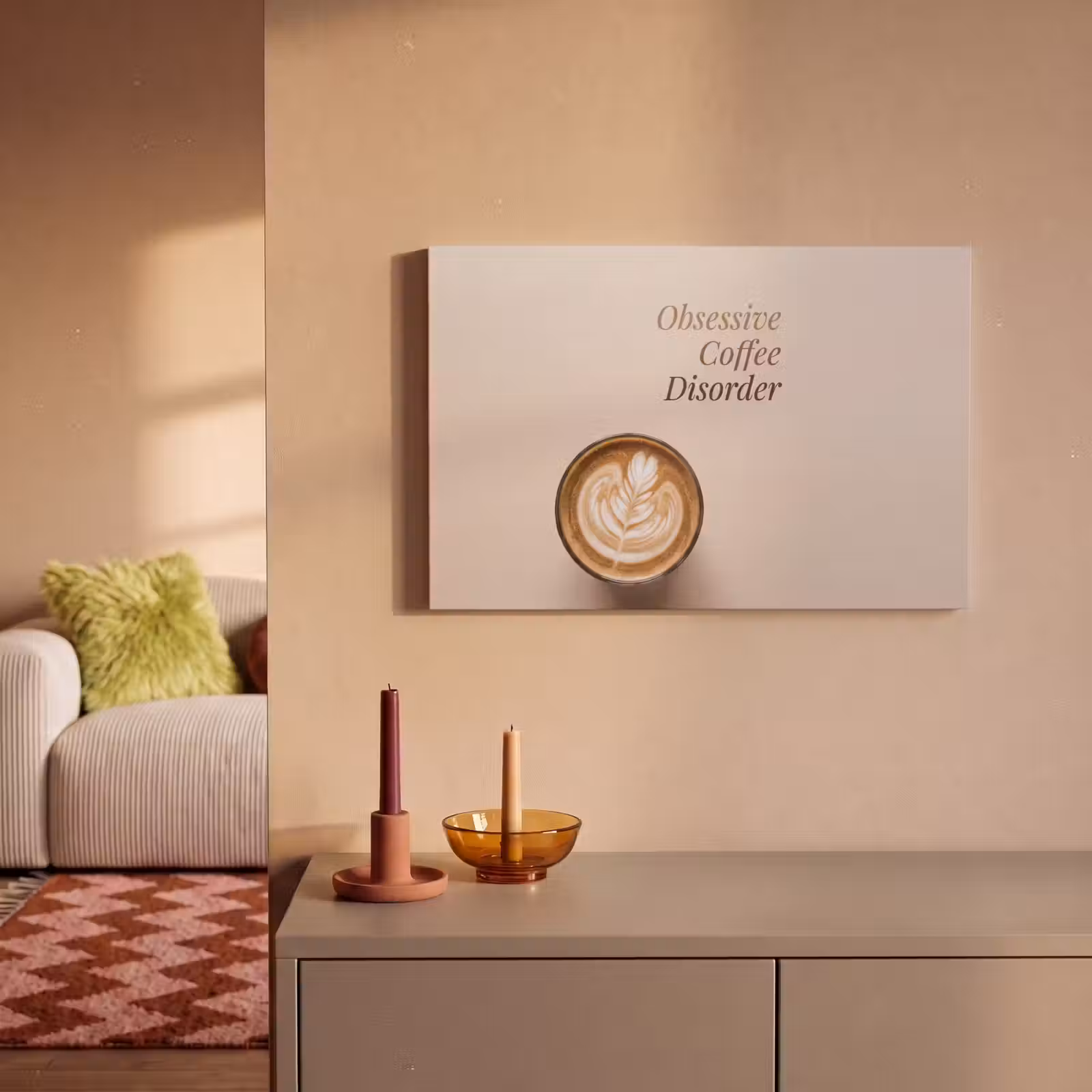 Canvas schilderij - Koffie - Obessive Coffee Disorder - Beige — 1