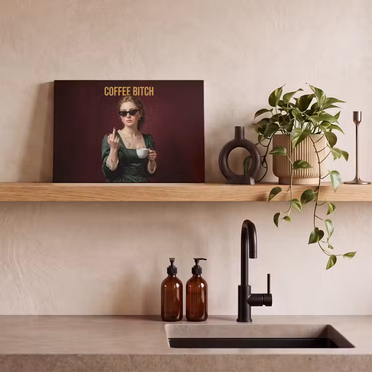 Canvas schilderij - Koffie - Vrouw - Middelvinger — 2