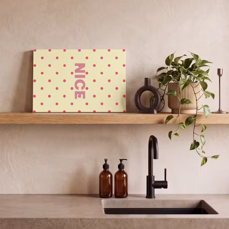 Canvas schilderij - Nice - Stippen - Roze - Geel — 2
