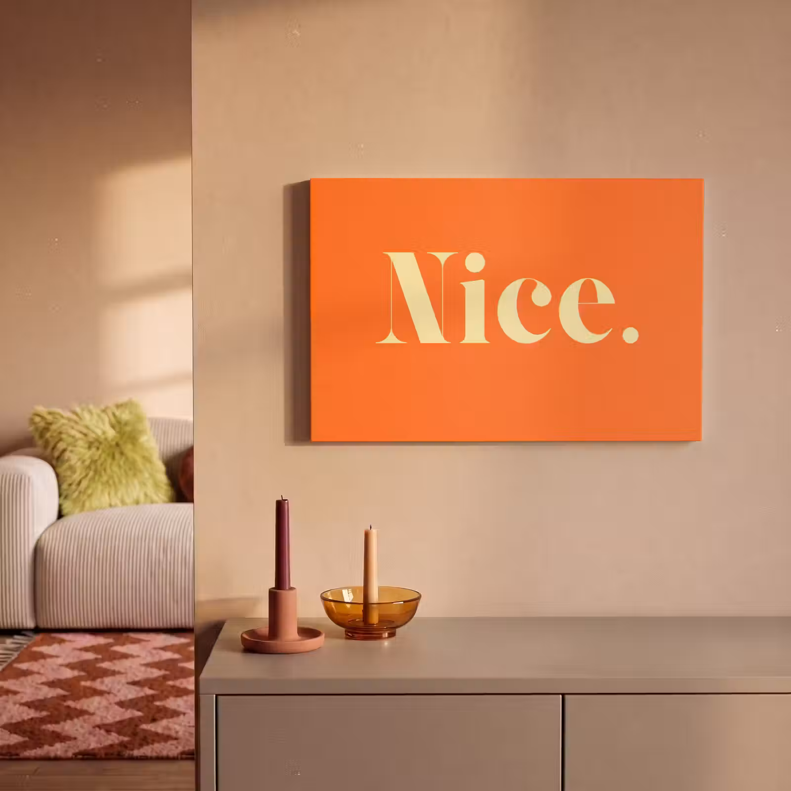 Canvas schilderij - Oranje - Gebroken wit - Nice — 1