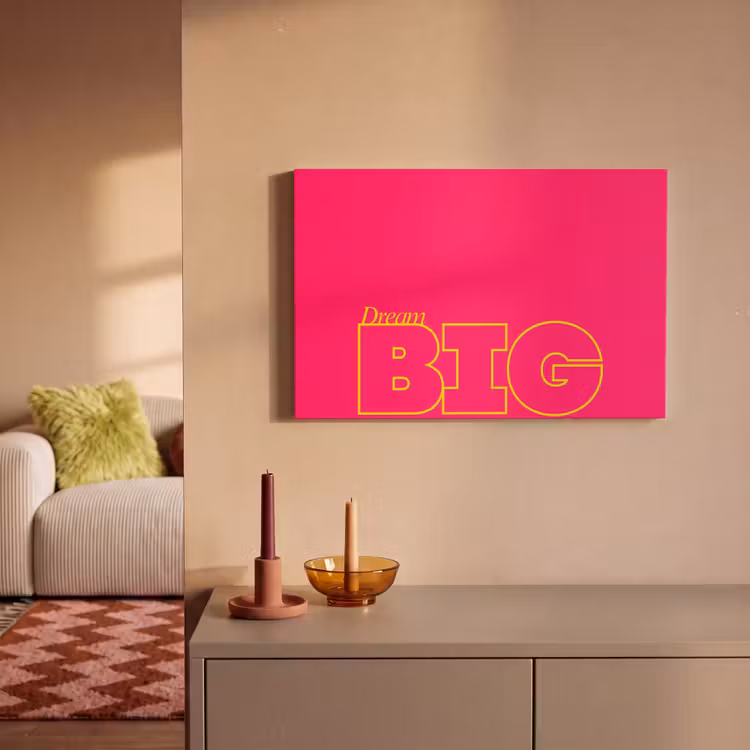 Canvas schilderij - Minimalistisch - Roze - Dream big - Grafisch — 1