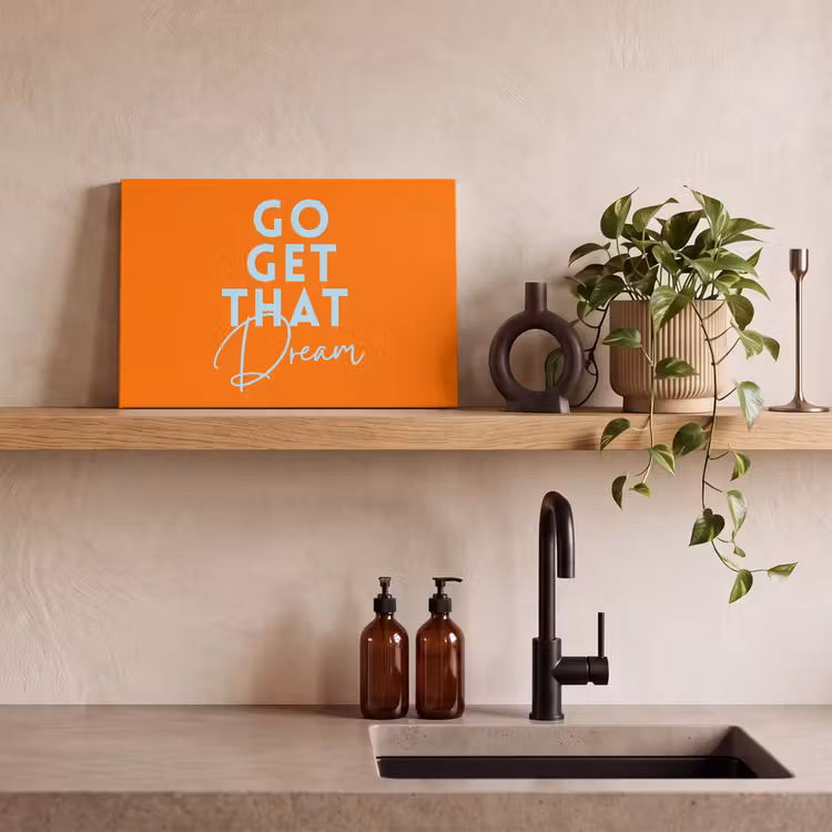 Canvas schilderij - Oranje - Blauw - Go get that dream — 2
