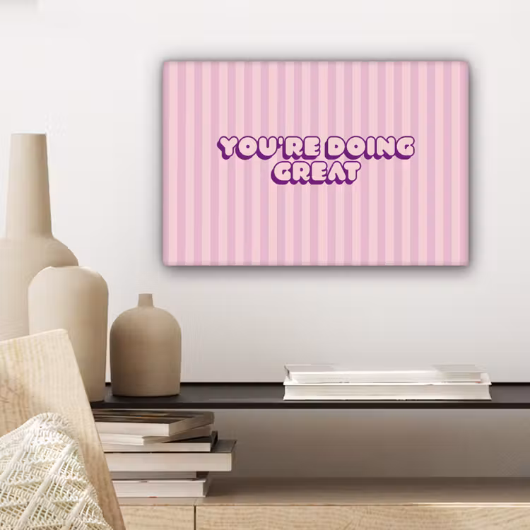 Canvas schilderij - Paars - Strepen - You're doing great - Schaduw — 5