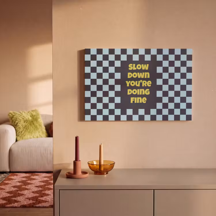 Canvas schilderij - Patroon - Geblok - Blauw - Slow down you're doing fine — 2