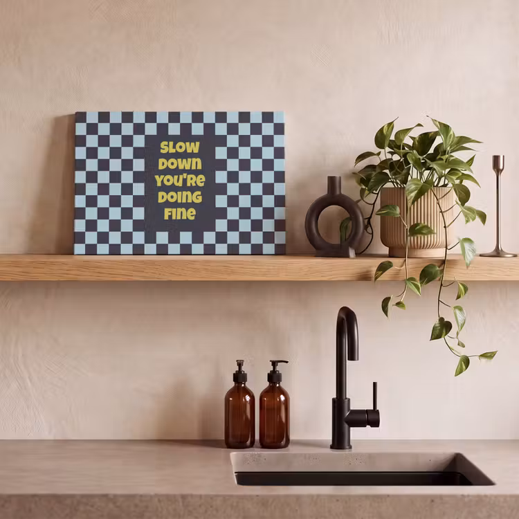 Canvas schilderij - Patroon - Geblok - Blauw - Slow down you're doing fine — 3
