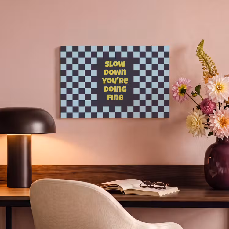 Canvas schilderij - Patroon - Geblok - Blauw - Slow down you're doing fine — 4