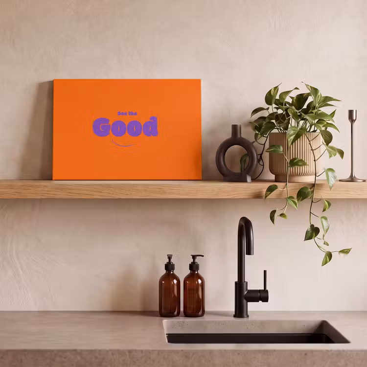 Canvas schilderij - See the good - Paars - Oranje - Smiley — 2