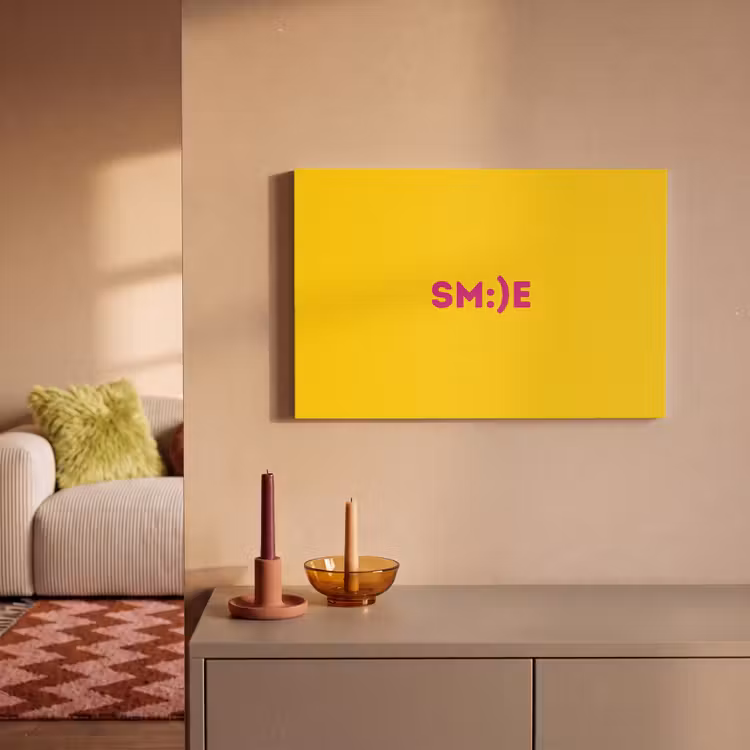Canvas schilderij - Smile - Roze - Geel — 1