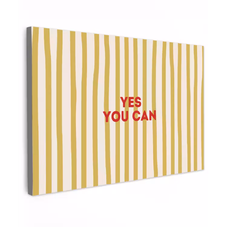 Canvas schilderij - Strepen - Abstract - Yes you can - Rood — 1