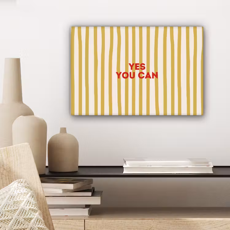 Canvas schilderij - Strepen - Abstract - Yes you can - Rood — 5