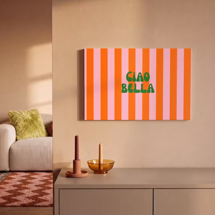Canvas schilderij - Strepen - Oranje - Verticaal - Ciao bella — 2