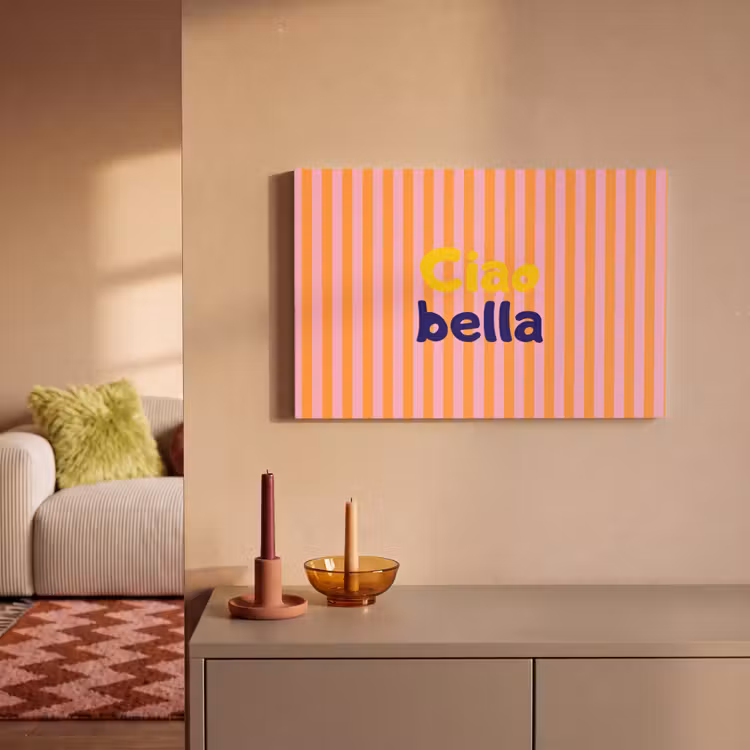 Canvas schilderij - Verticaal - Strepen - Oranje - Ciao bella — 2