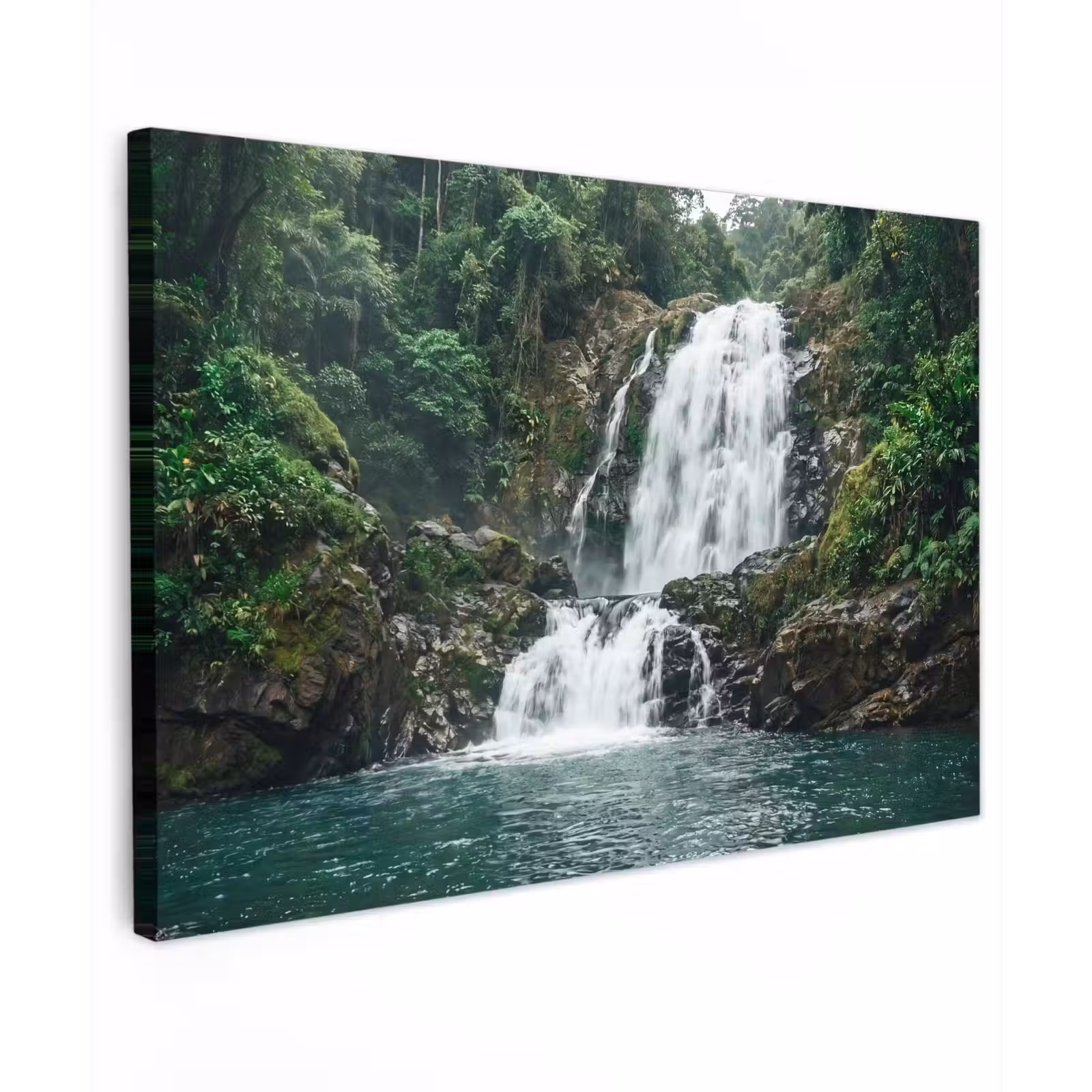 Canvas schilderij - Waterval - Bos - Natuur - Groen — 1