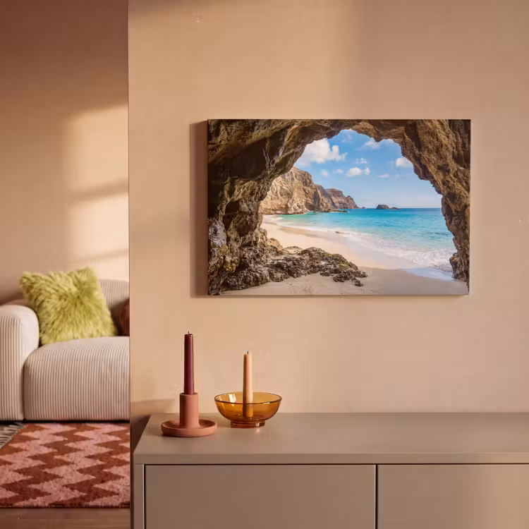 Canvas schilderij - Grot - Strand - Zee - Blauw — 2