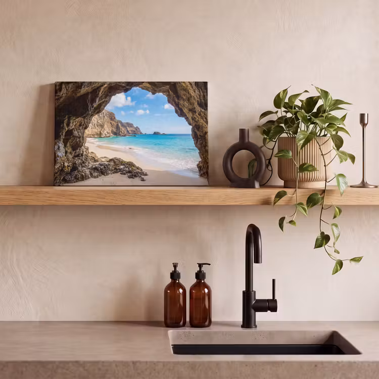 Canvas schilderij - Grot - Strand - Zee - Blauw — 3