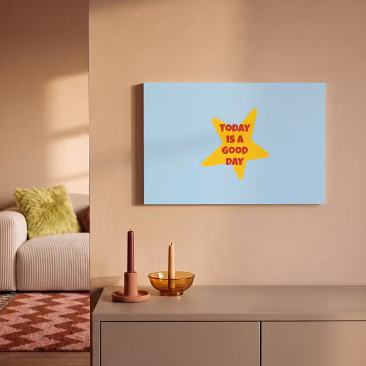 Canvas schilderij - Ster - Today is a good day - Blauw — 1