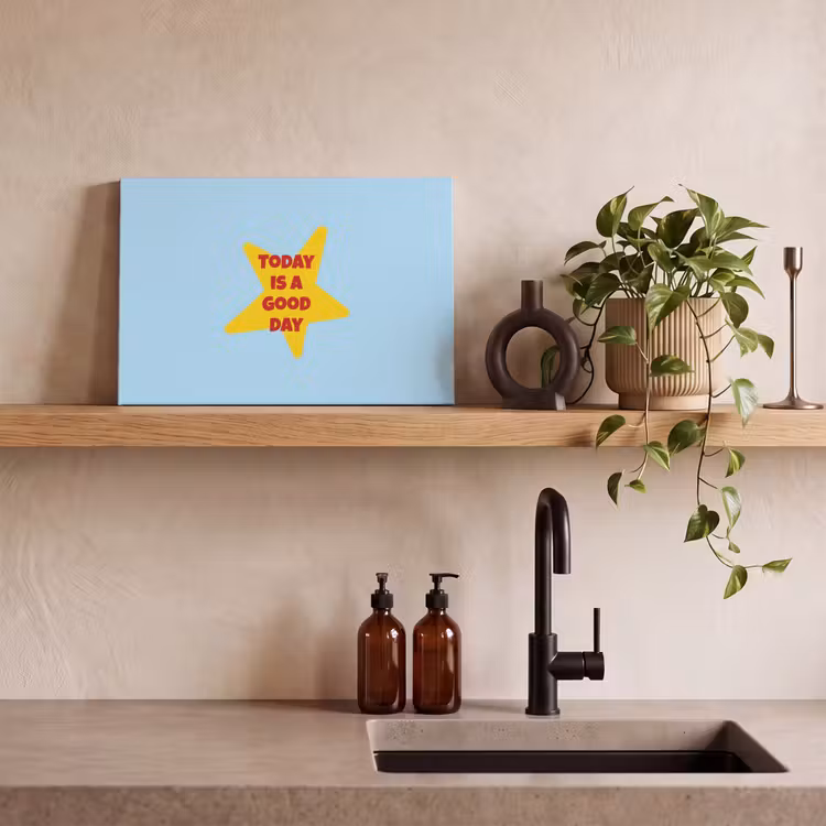 Canvas schilderij - Ster - Today is a good day - Blauw — 2