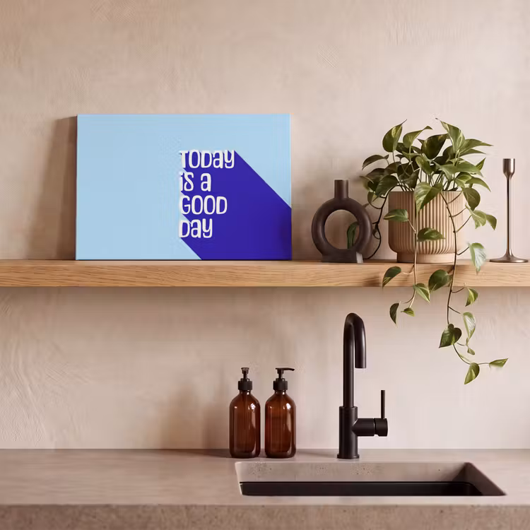 Canvas schilderij - Today is a good day - Blauw - Schaduw — 2