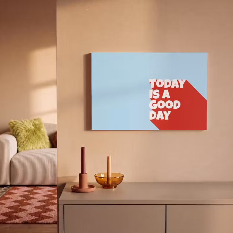 Canvas schilderij - Today is a good day - Rood - lichtblauw — 1