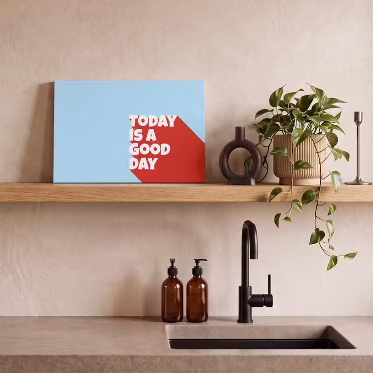 Canvas schilderij - Today is a good day - Rood - lichtblauw — 2