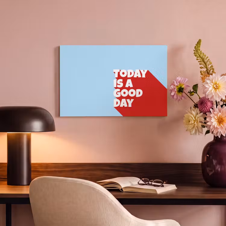 Canvas schilderij - Today is a good day - Rood - lichtblauw — 3