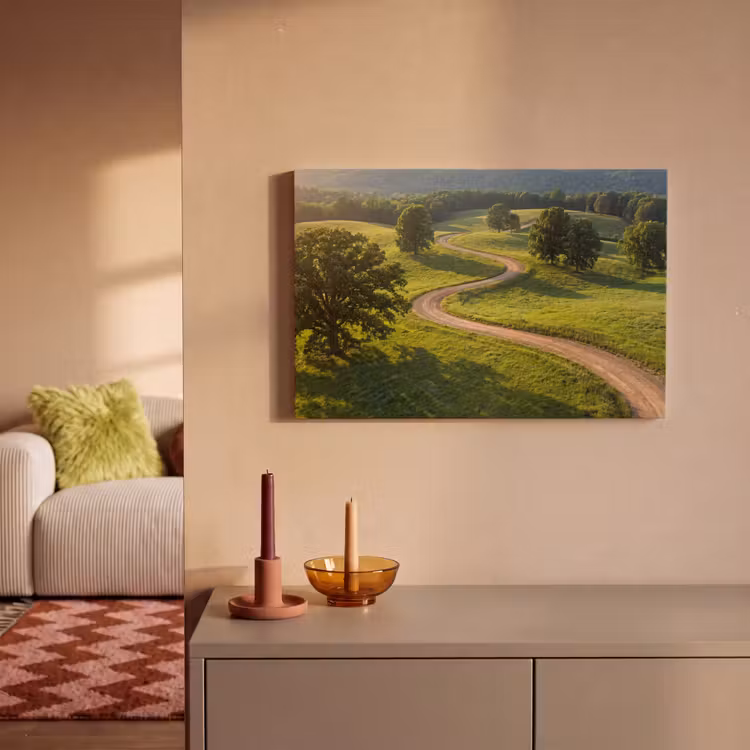 Canvas schilderij - Weg - Weide - Natuur - Groen — 2