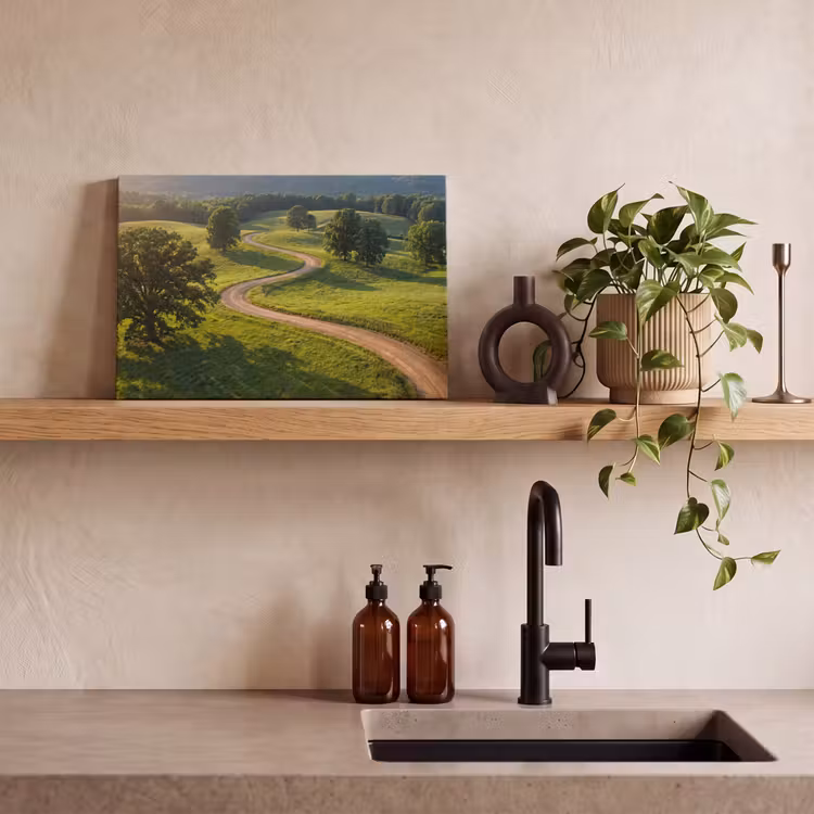 Canvas schilderij - Weg - Weide - Natuur - Groen — 3