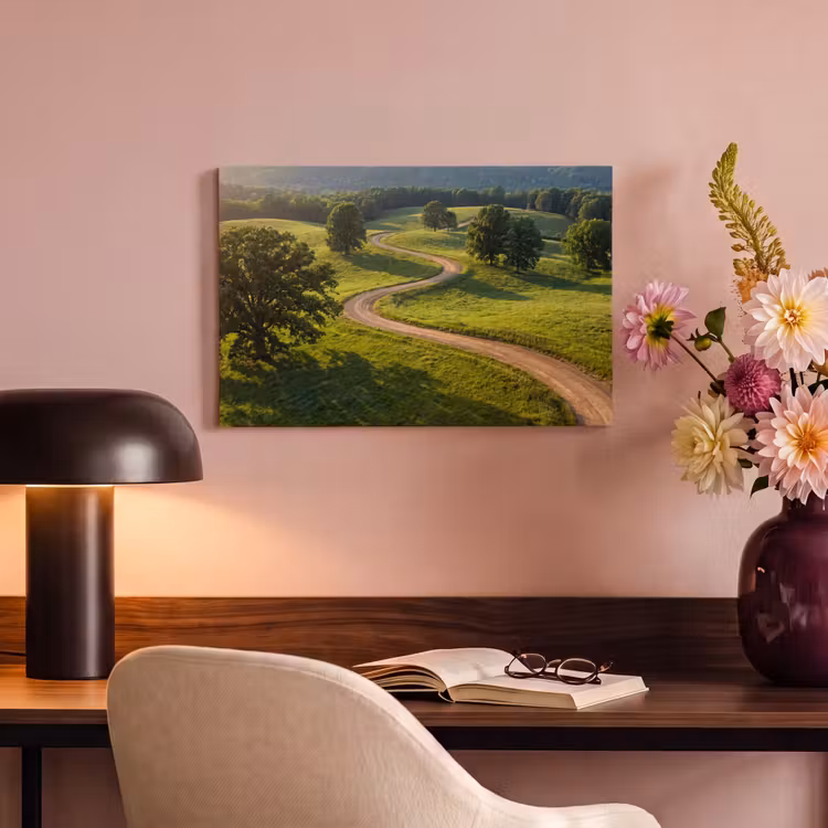 Canvas schilderij - Weg - Weide - Natuur - Groen — 4