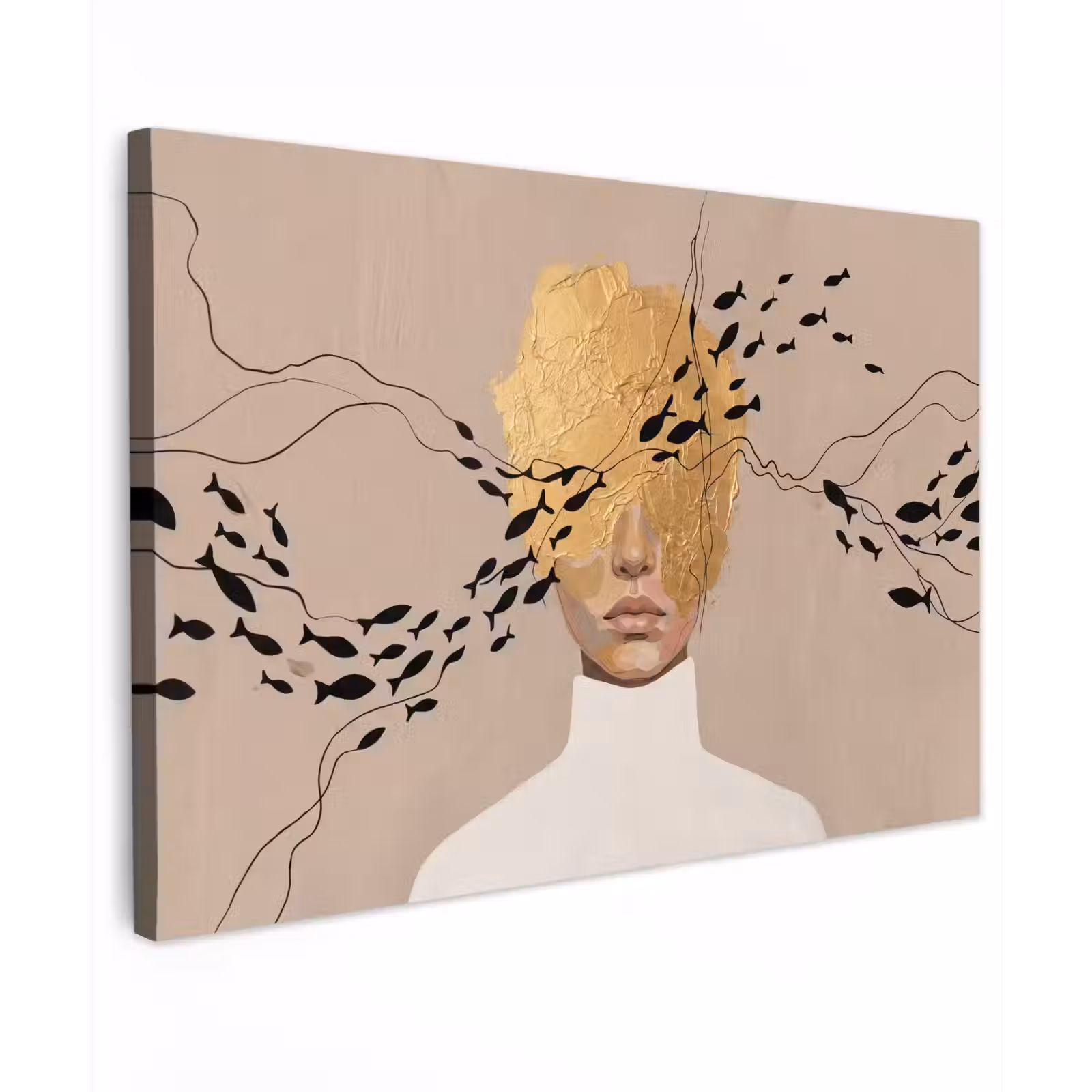 Canvas schilderij - Modern - Vrouw - Goud — 1