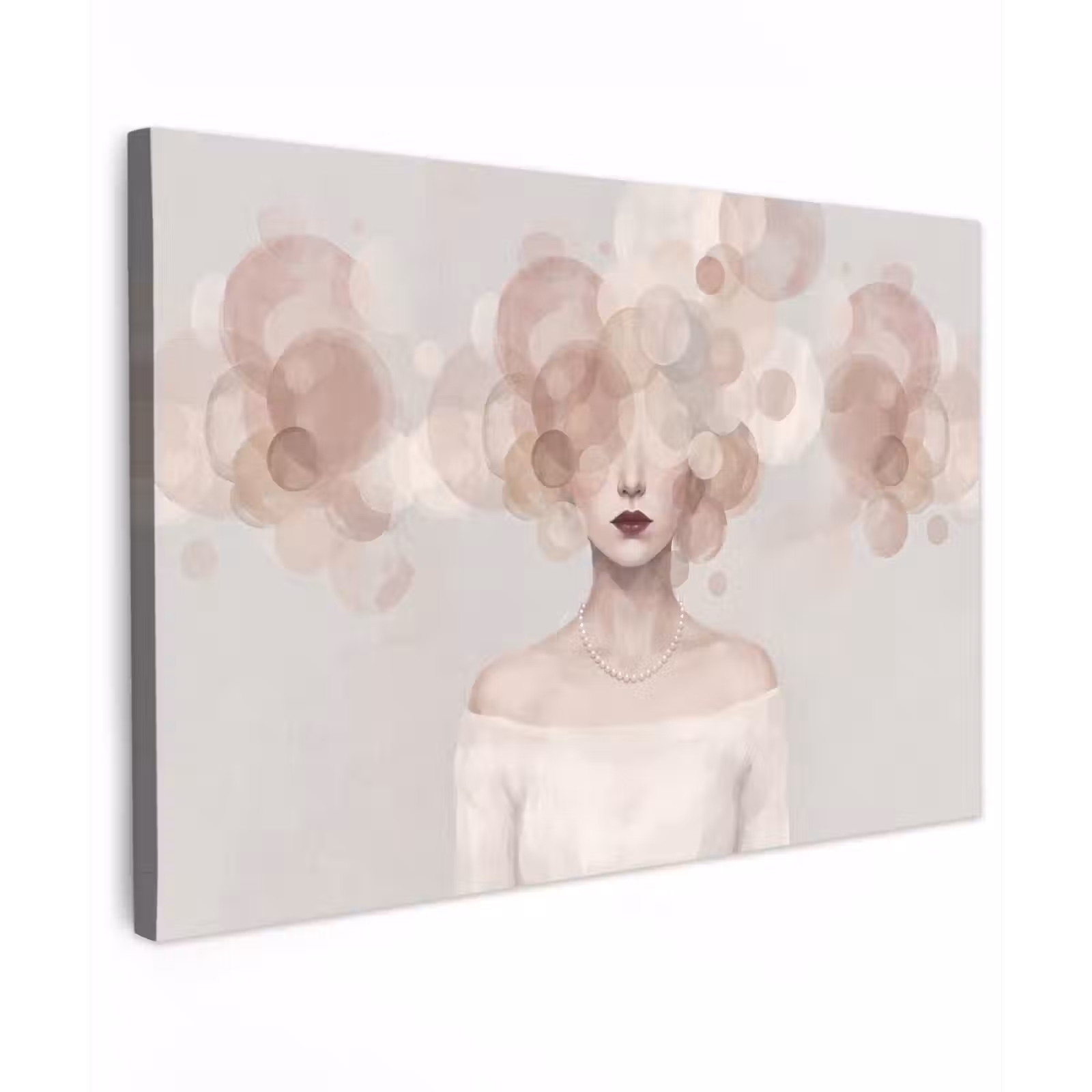 Canvas schilderij - Vrouw - Cirkels - Beige — 1