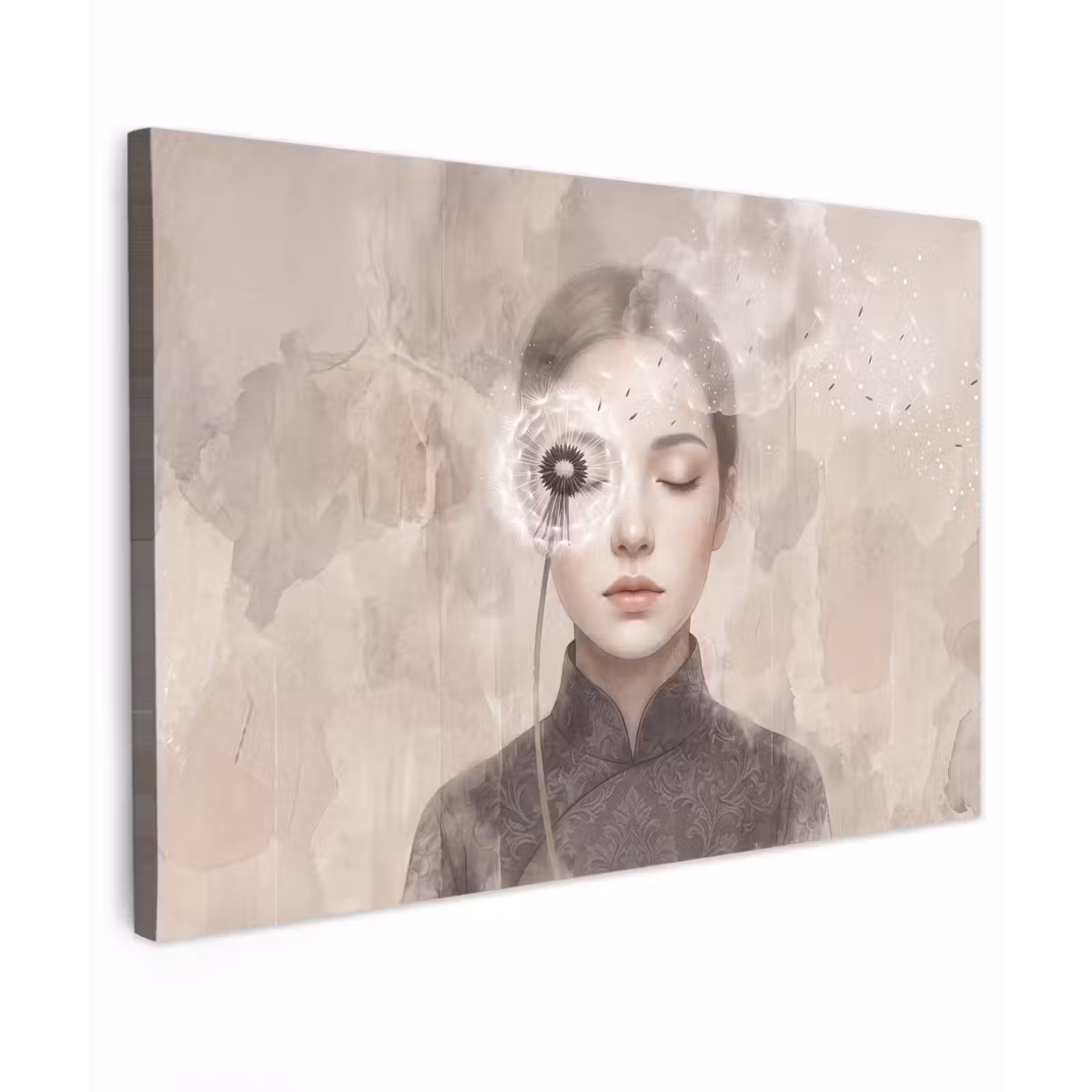 Canvas schilderij - Vrouw - Sereen - Grijs — 1