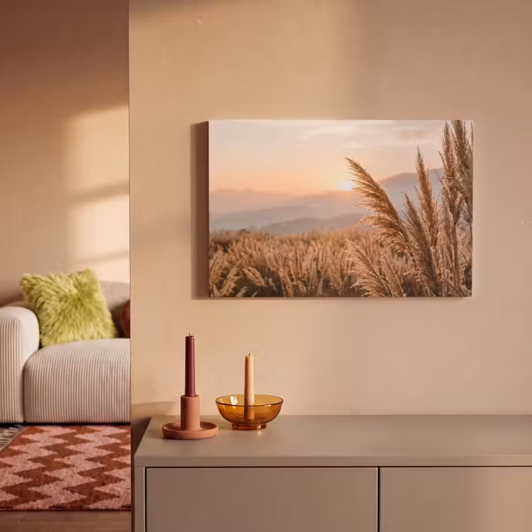 Canvas schilderij - Gras - Veld - Zon - Natuur — 2