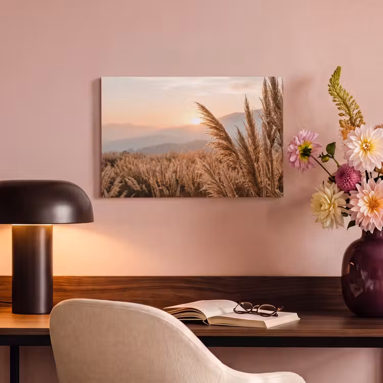 Canvas schilderij - Gras - Veld - Zon - Natuur — 4