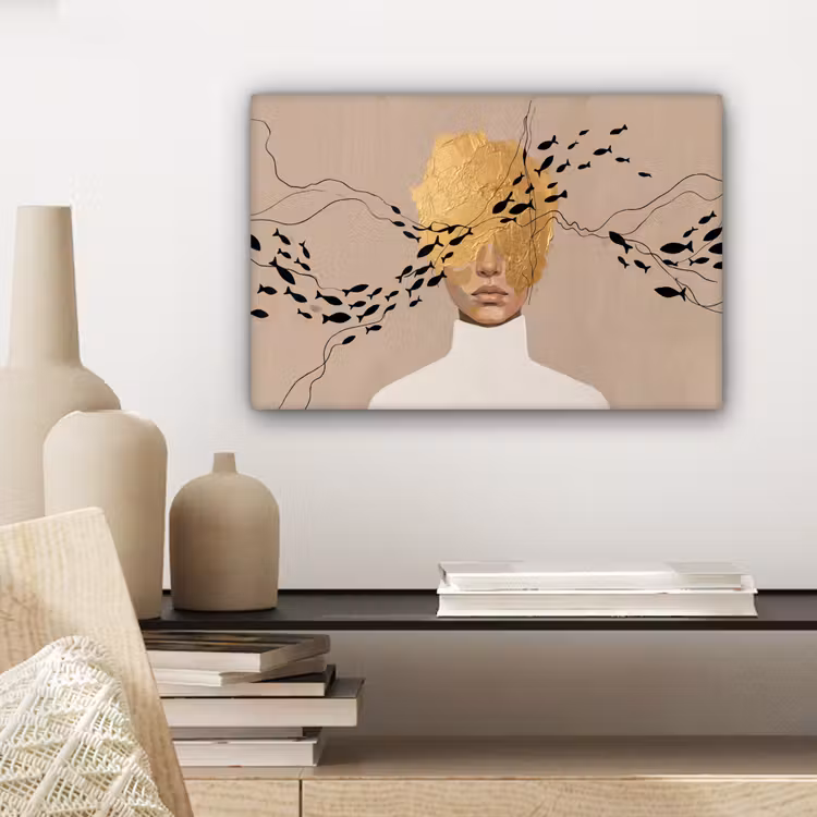 Canvas schilderij - Modern - Vrouw - Goud — 5