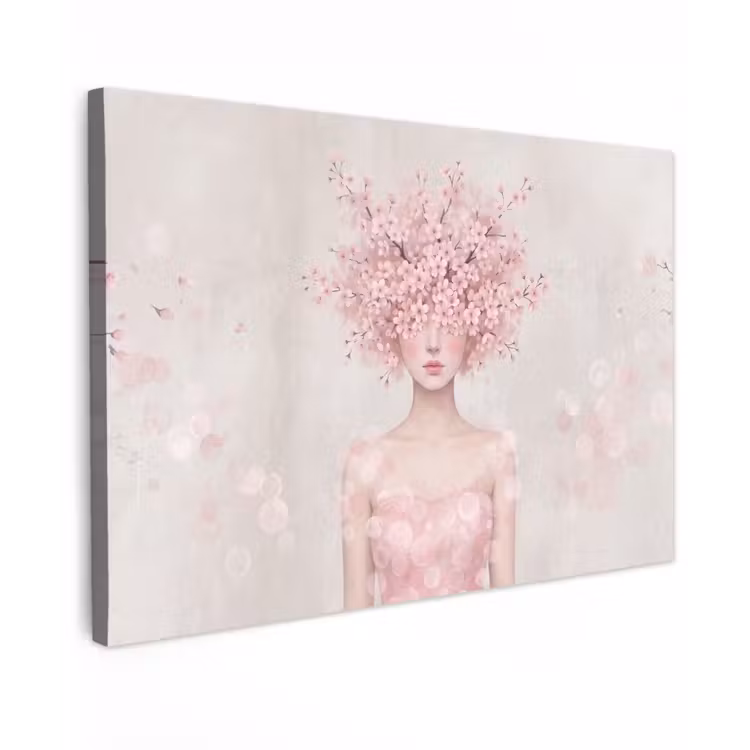 Canvas schilderij - Portret - Kersenbloesem - Roze — 1
