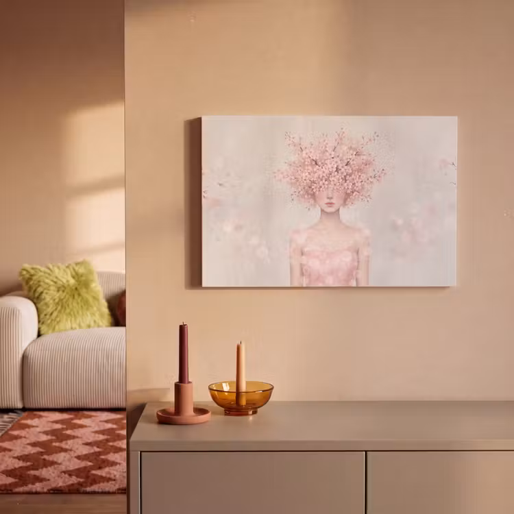 Canvas schilderij - Portret - Kersenbloesem - Roze — 2