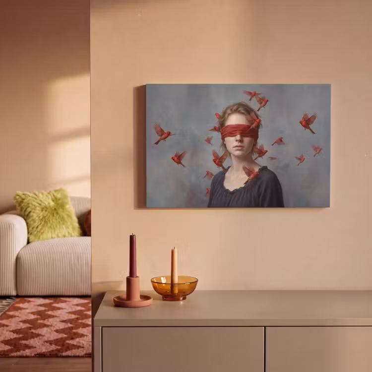 Canvas schilderij - Portret - Krachtig - Rood — 2