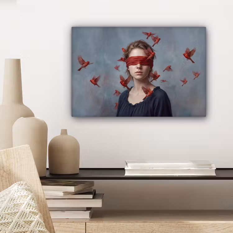 Canvas schilderij - Portret - Krachtig - Rood — 5