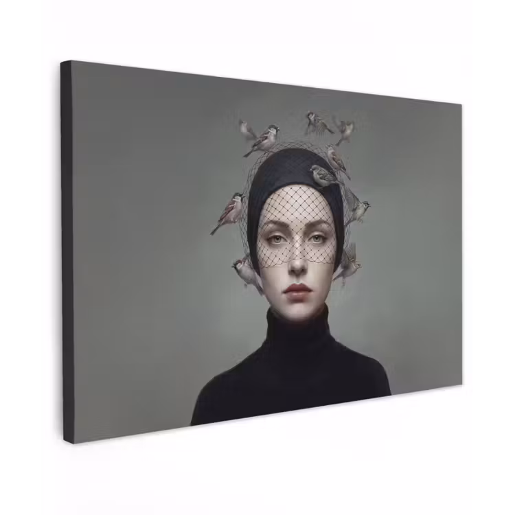 Canvas schilderij - Portret - Vogels - Zwart — 1