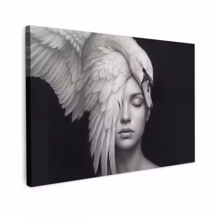 Canvas schilderij - Portret - Zwaan - Zwart - Wit — 1
