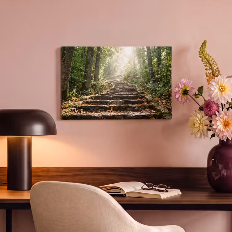Canvas schilderij - Stenen - Trap - Bos - Natuur — 4