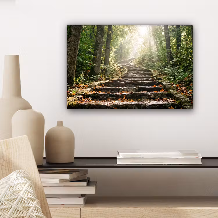 Canvas schilderij - Stenen - Trap - Bos - Natuur — 5