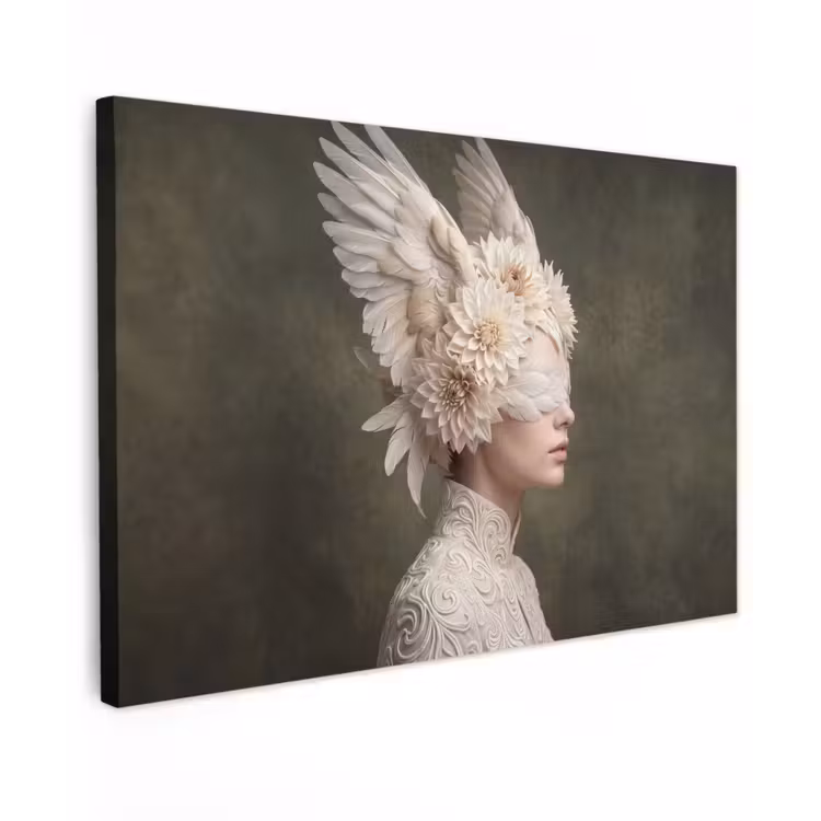 Canvas schilderij - Vleugels - Vrouw - Wit — 1
